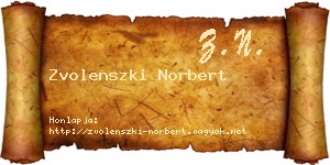 Zvolenszki Norbert névjegykártya